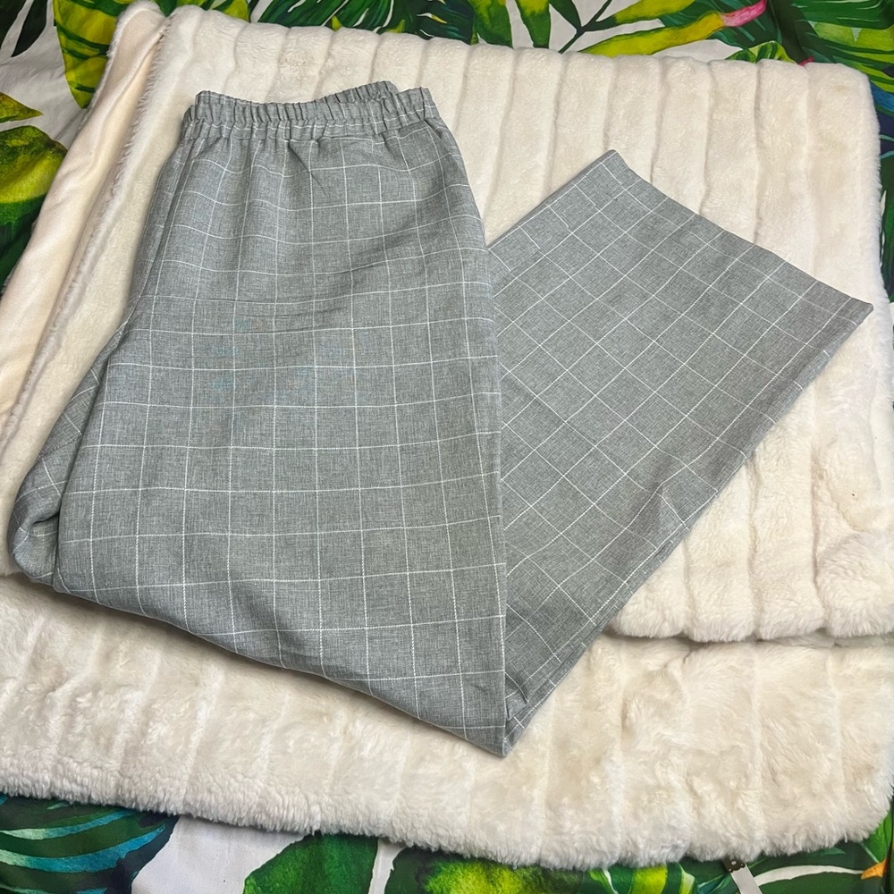 ASOS Selected Femme EU 44/ US 12 Grey White Grid Plaid Office Preppy City Pants